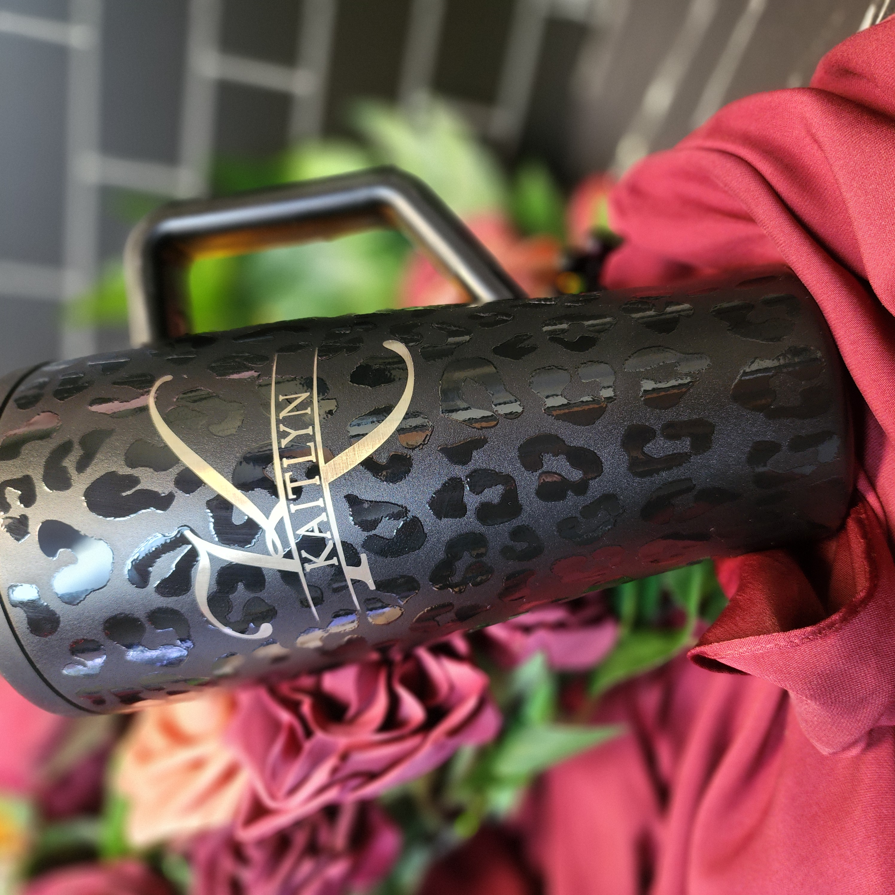 Cheetah print engraved Brumate tumbler