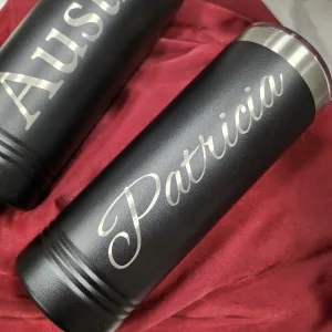 Engraved black tumblers