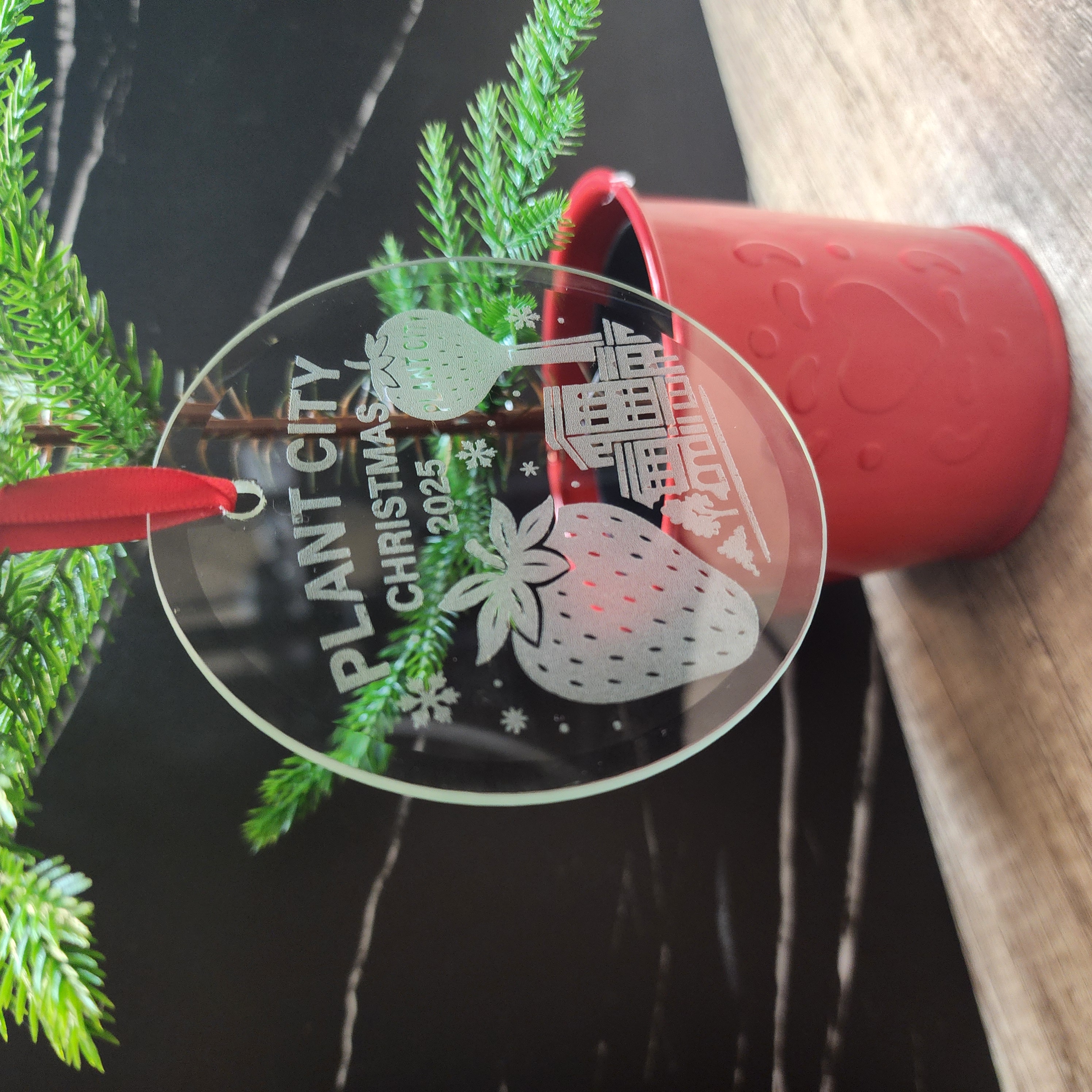 Engraved glass ornament
