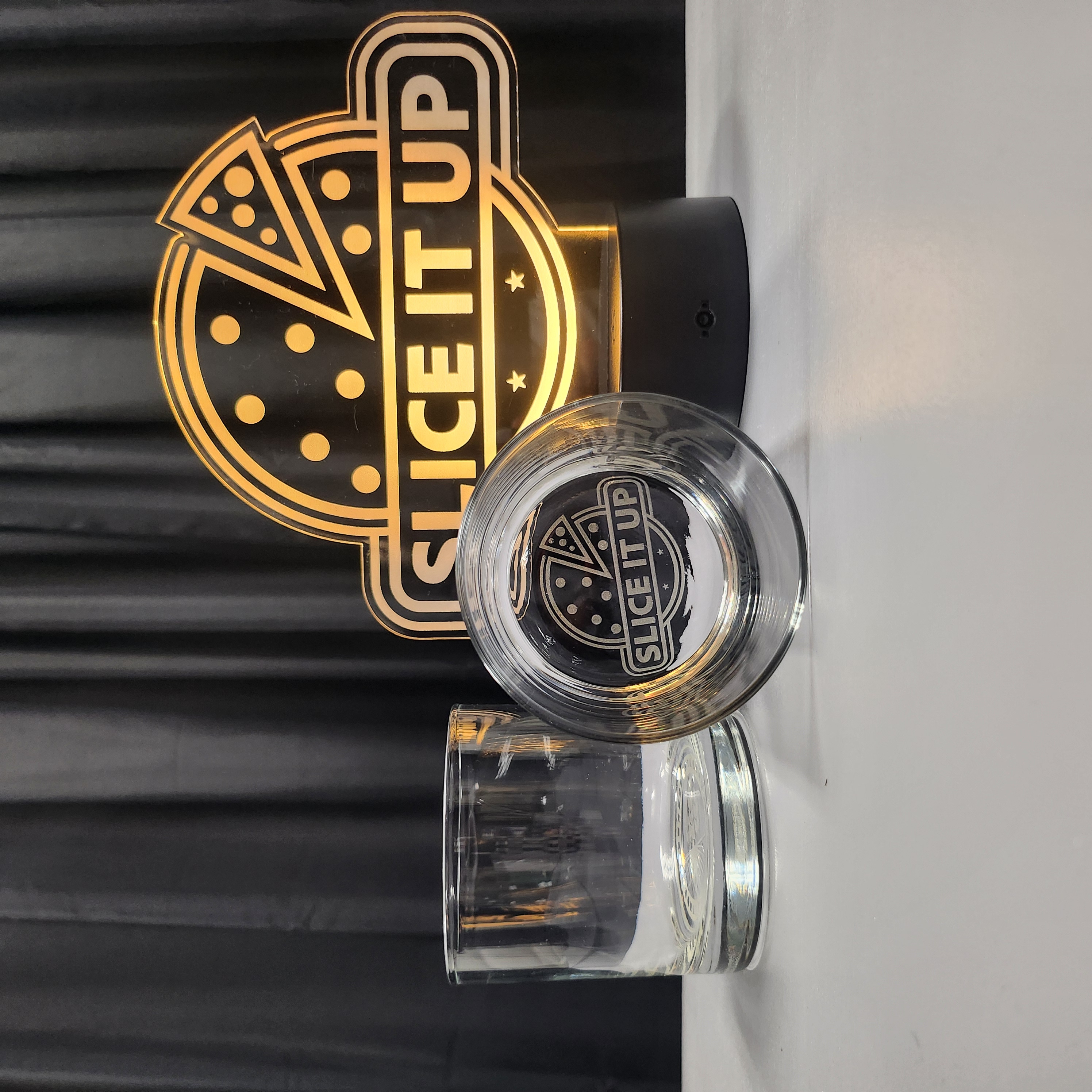 Engraved podcast logo materials