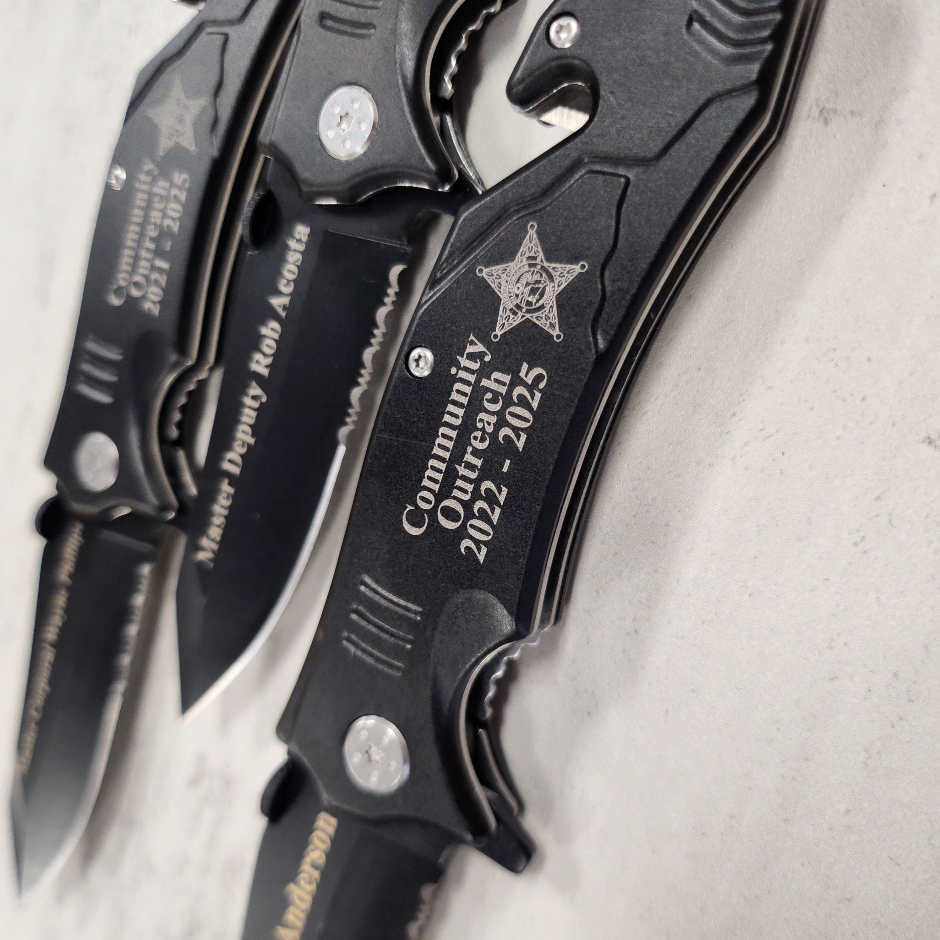 Engraved stainless knife