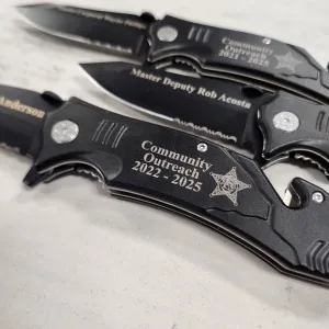Engraved stainless knife