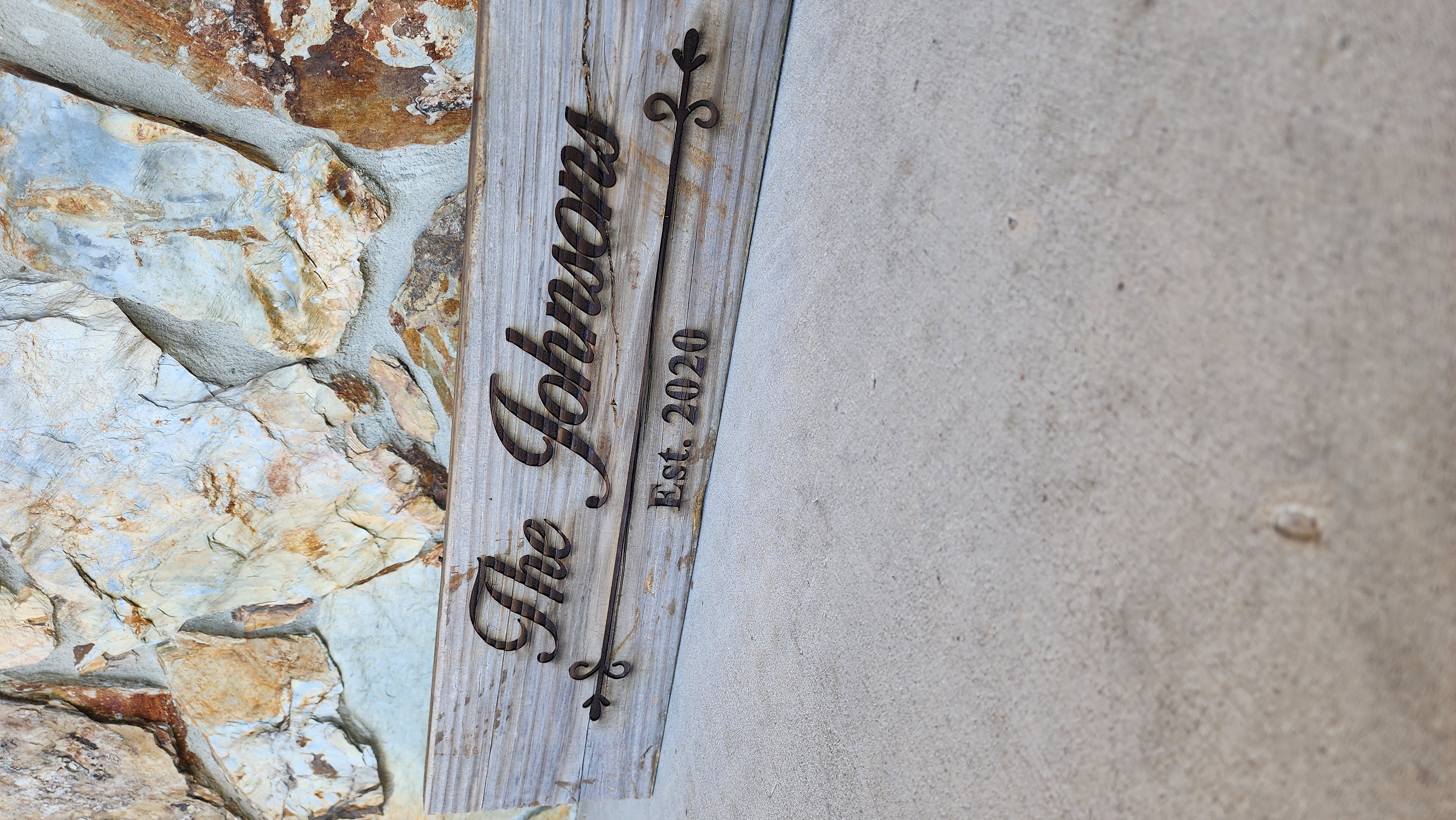 Engraved wood family sign