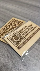 Engraved wood QR code