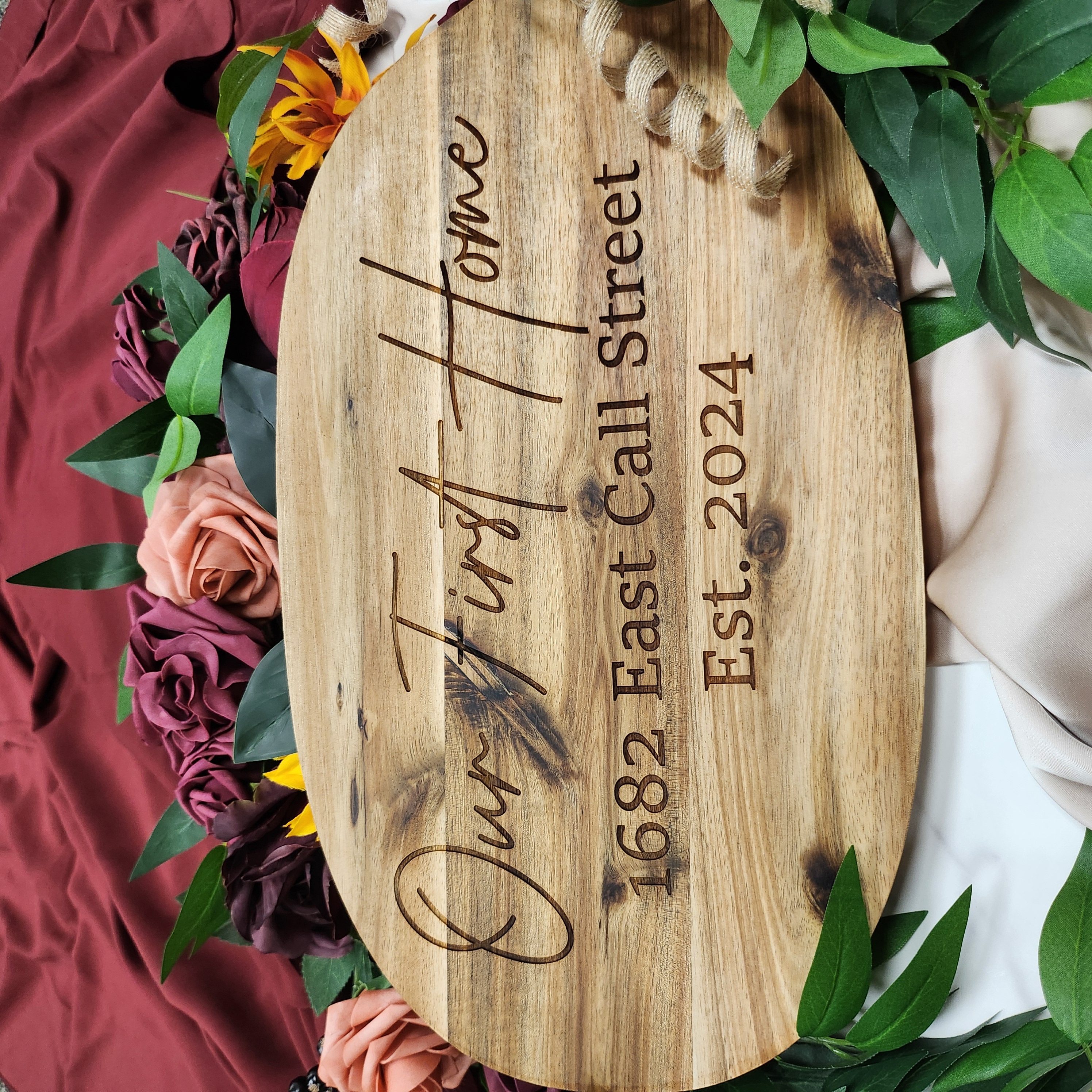 Our First Home engraved board