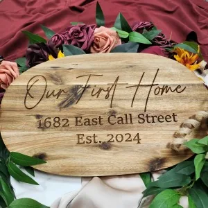 Our First Home engraved board